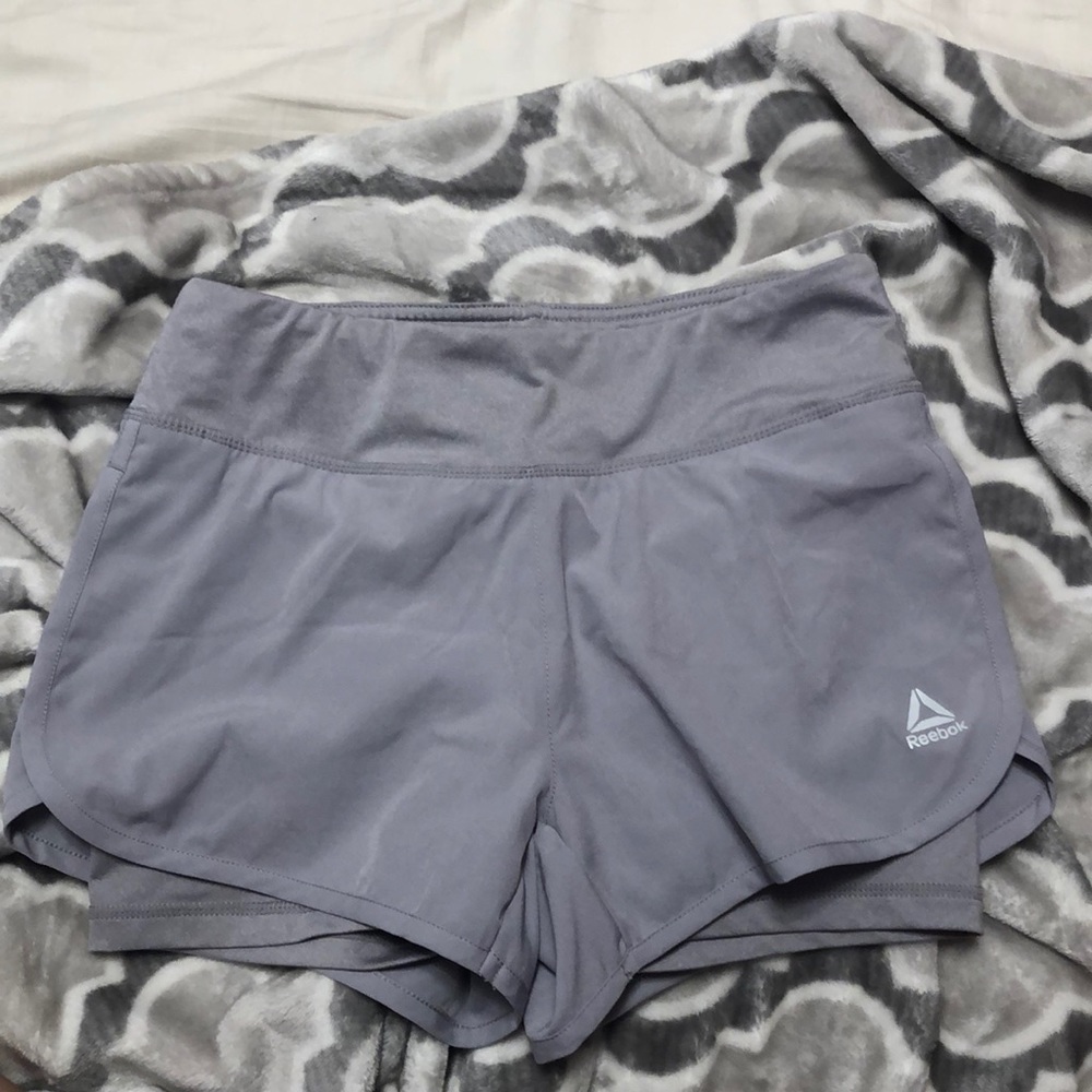 grey reebok athletic shorts